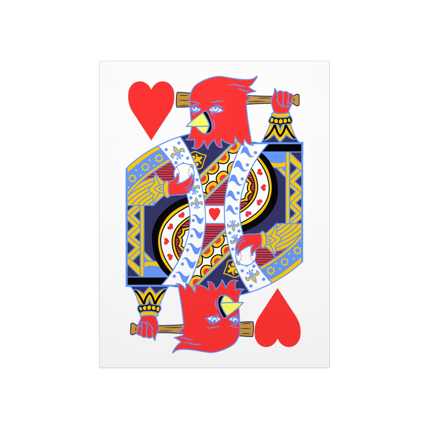 Red Bird of Hearts Poster 18 x 24 in